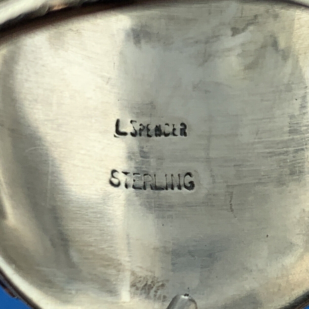 Navajo Lorraine Spencer 925 Sterling Silver Malachite Unisex Squash Blossom Ring