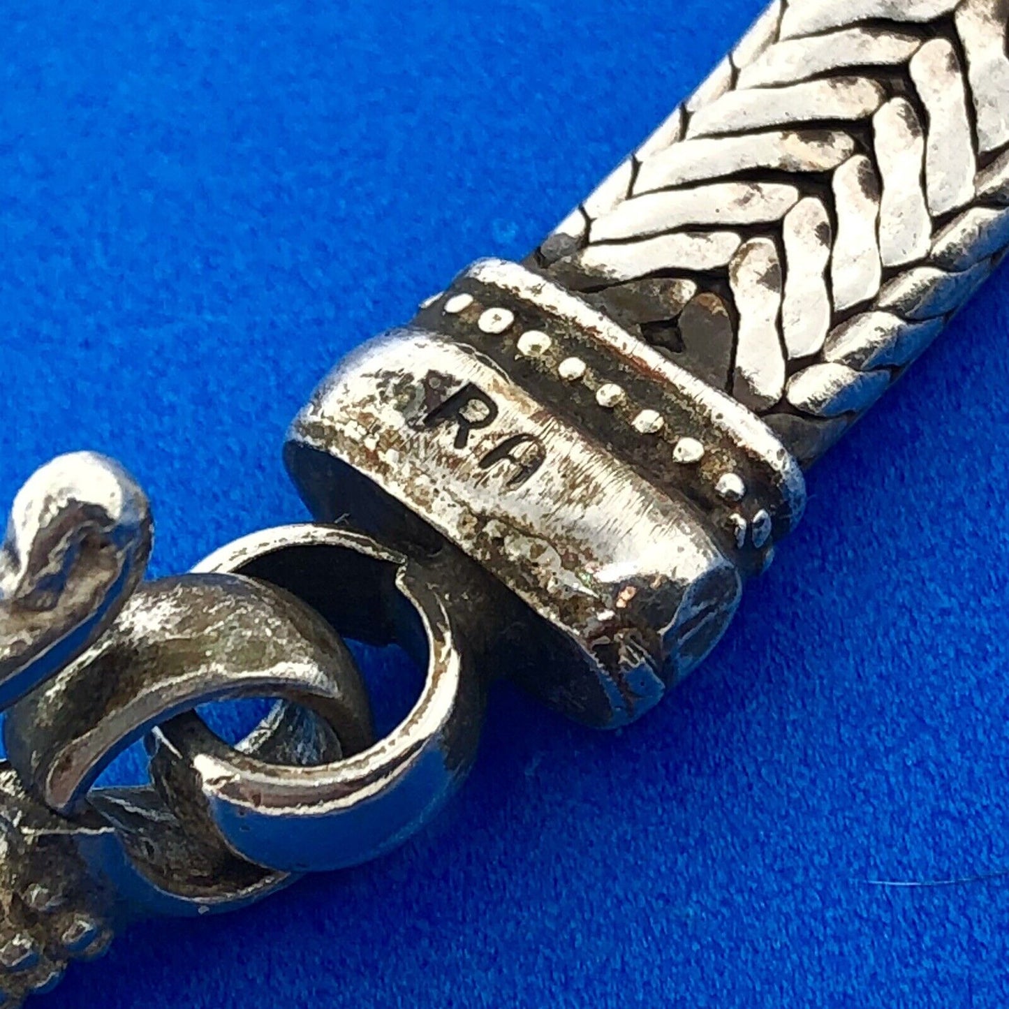 Vintage Artisan RA 925 Sterling Silver Heavy Wheat Link Clasp Bracelet