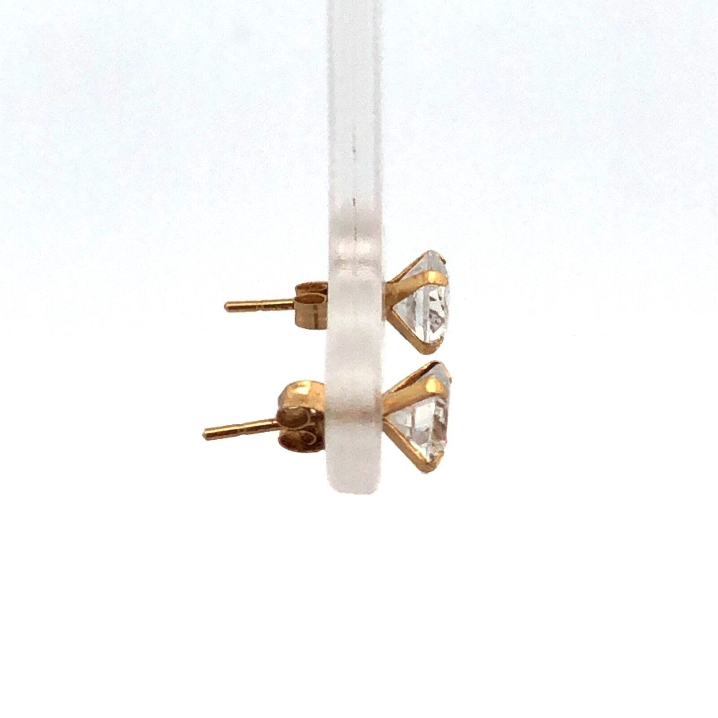 Designer 14K Yellow Gold Round Cubic Zirconia CZ Classic Stud Earrings