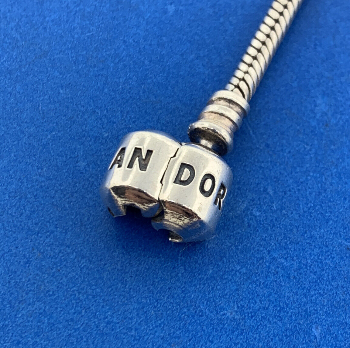 Authentic Pandora Sterling Silver 925 Barrel Clasp Charm Bracelet #590702