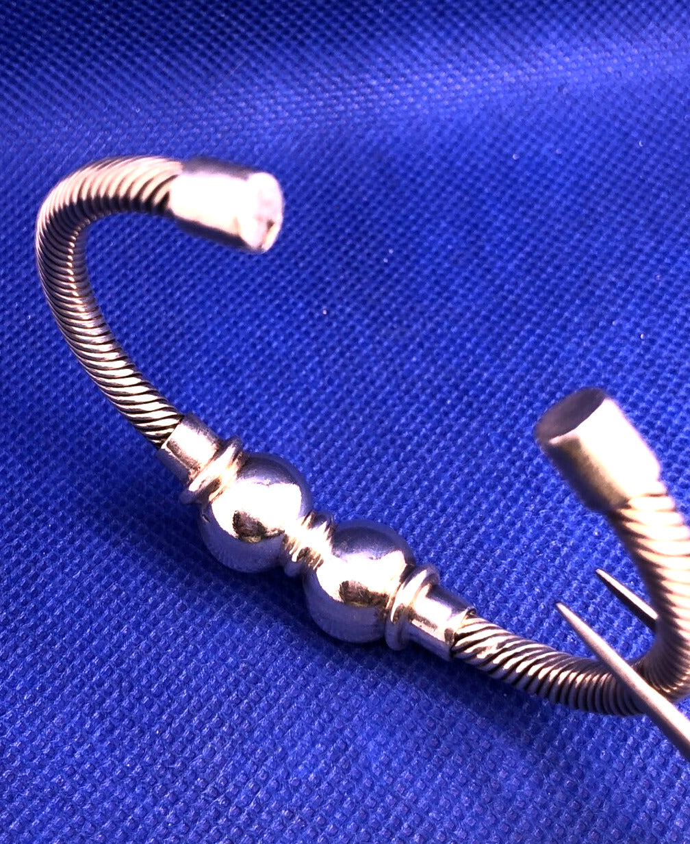 Vintage 925 Sterling Silver Twisted Cable Open Cuff Bracelet