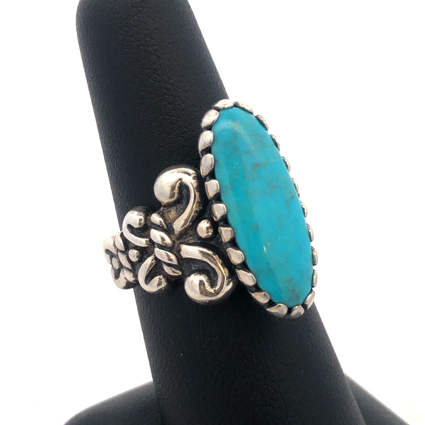 Native American Carolyn Pollack Anglo 925 Sterling Silver Oval Turquoise Ring