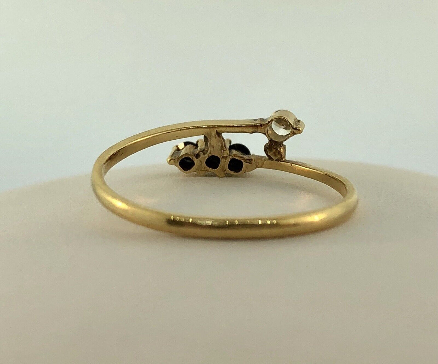 14K Yellow Gold Sapphire Diamond Modernist Bypass September Sweetheart Wire Ring