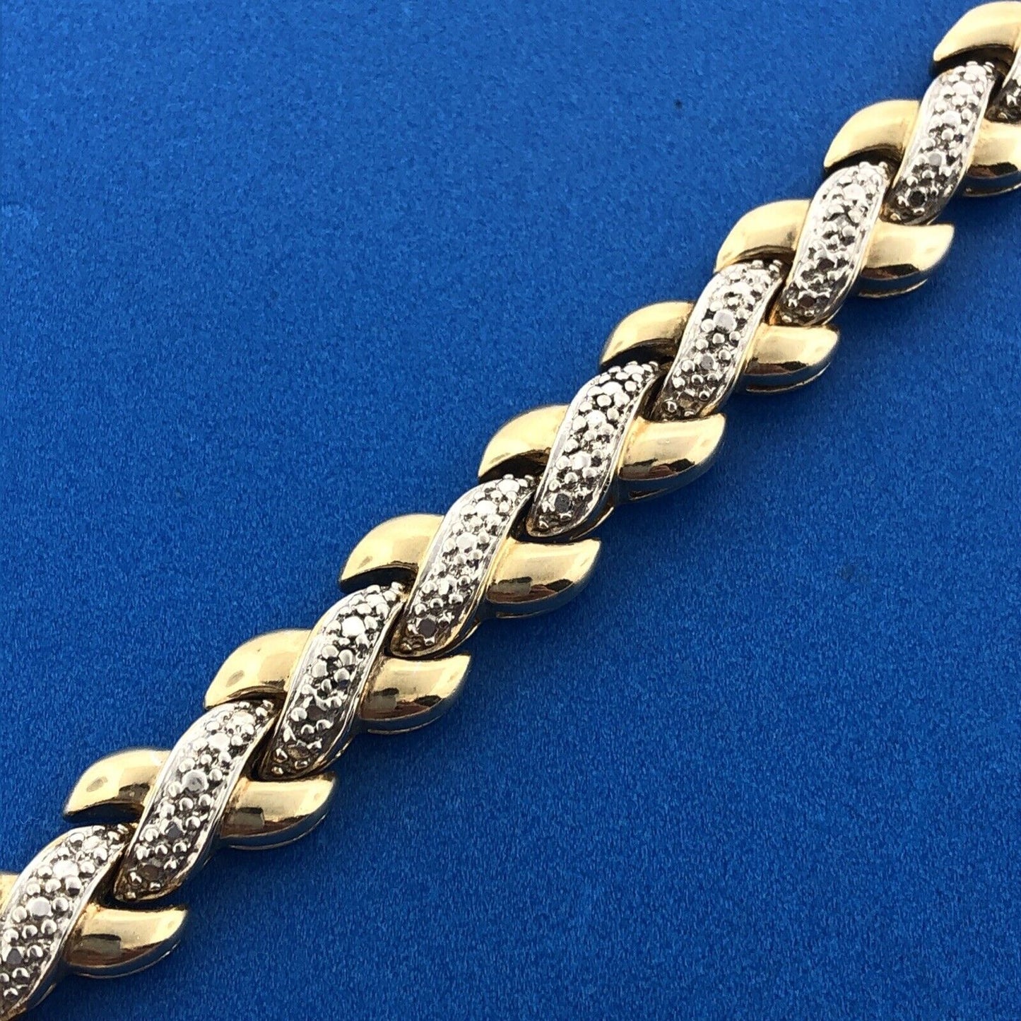 Designer 925 Sterling Silver Vermeil Two Tone Illusion X Tennis Bracelet