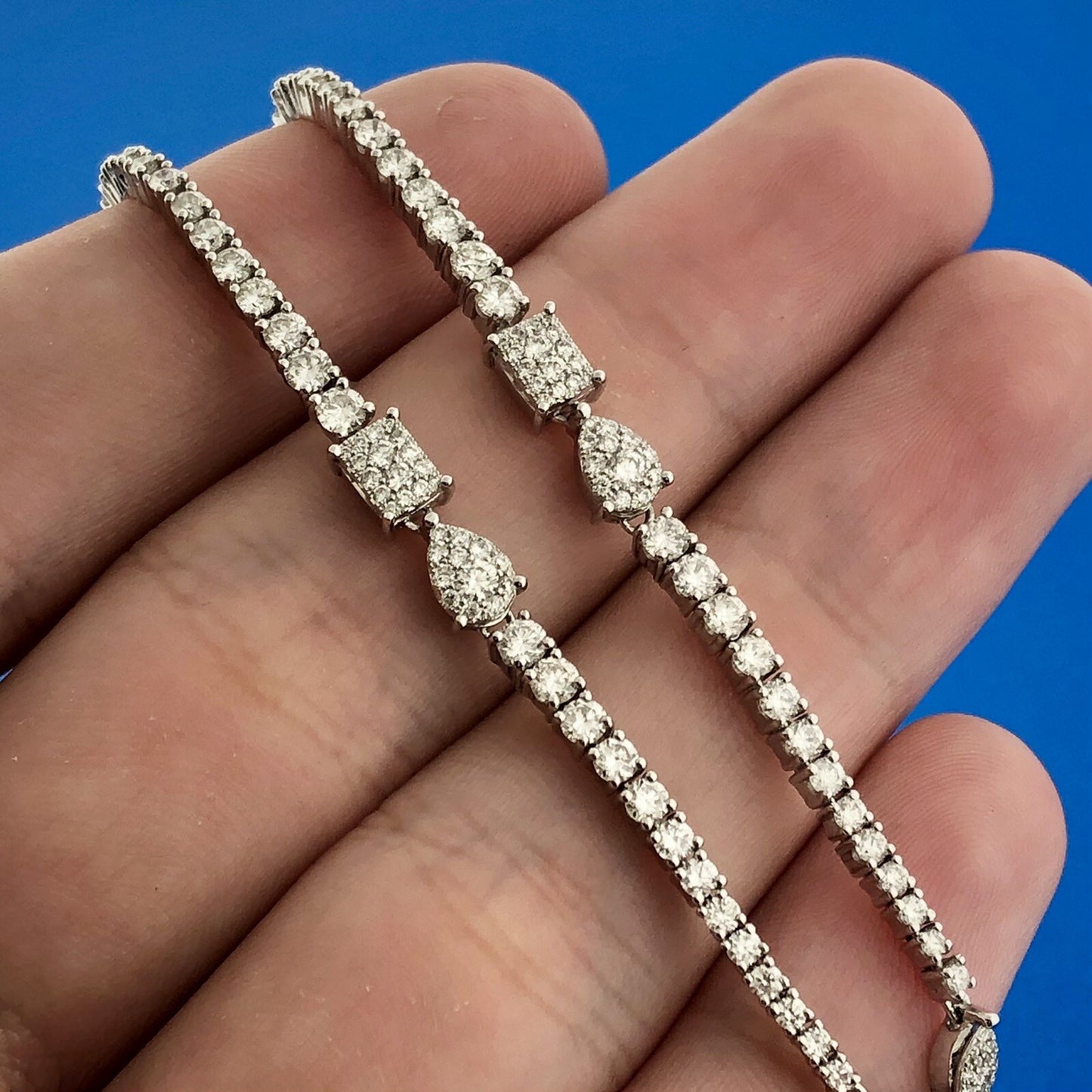 Designer 14K White Gold Multi-Cut Diamond Statement Waterfall Drop Necklace