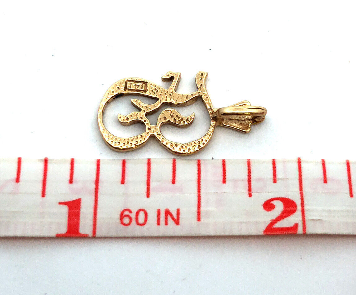 14K Yellow Gold Polished Script Capital F Initial Monogram Letter Pendant