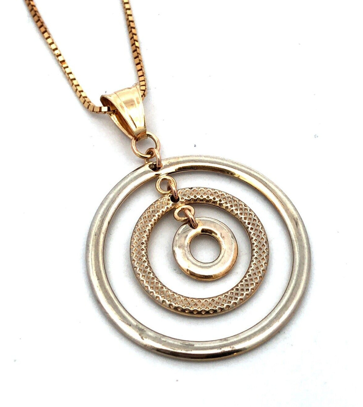 Estate ZRW Italy 14K Yellow White Gold Modernist Infinity Triple Circle Necklace