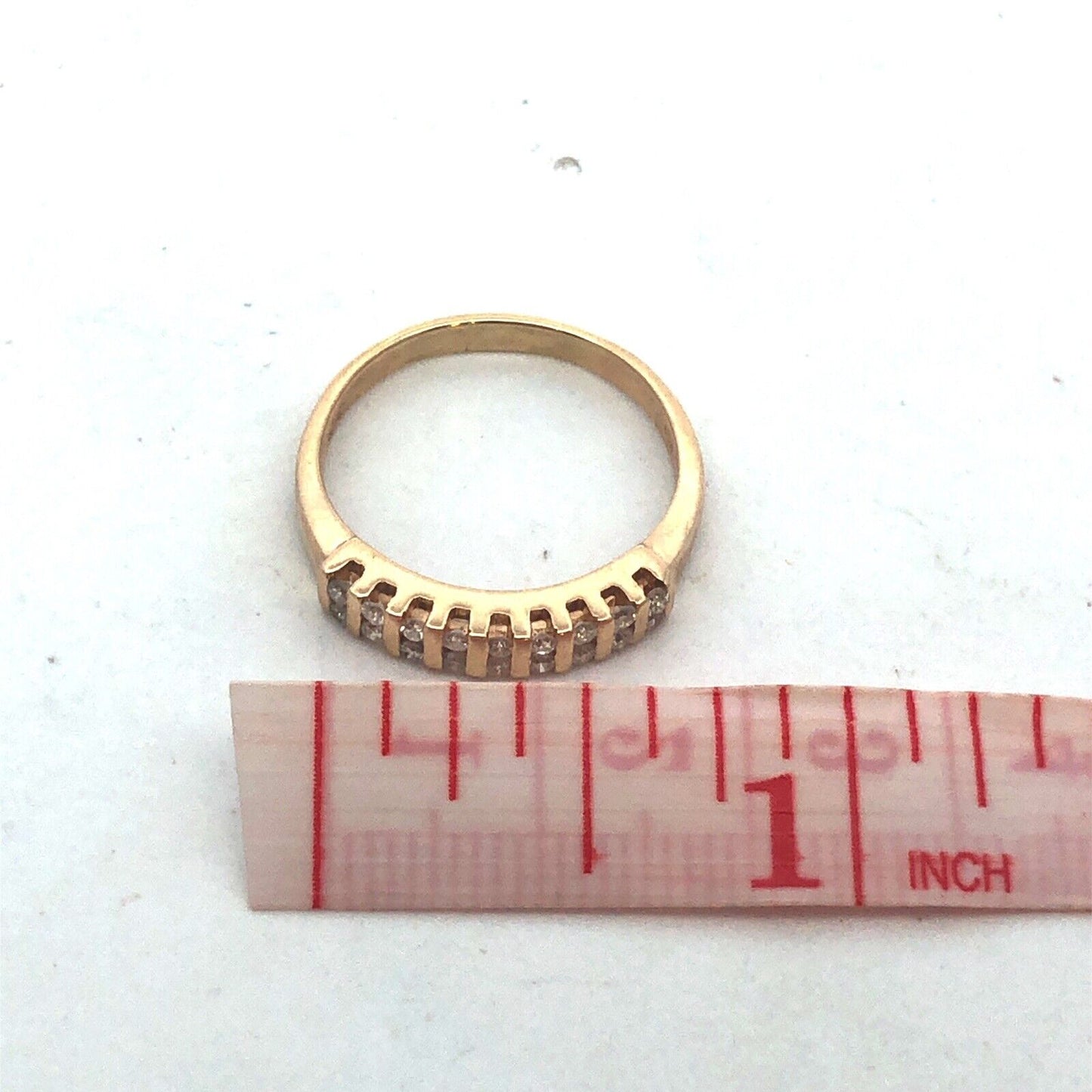 14K Yellow Gold Round Diamond Channel Set Wedding Anniversary Band Ring