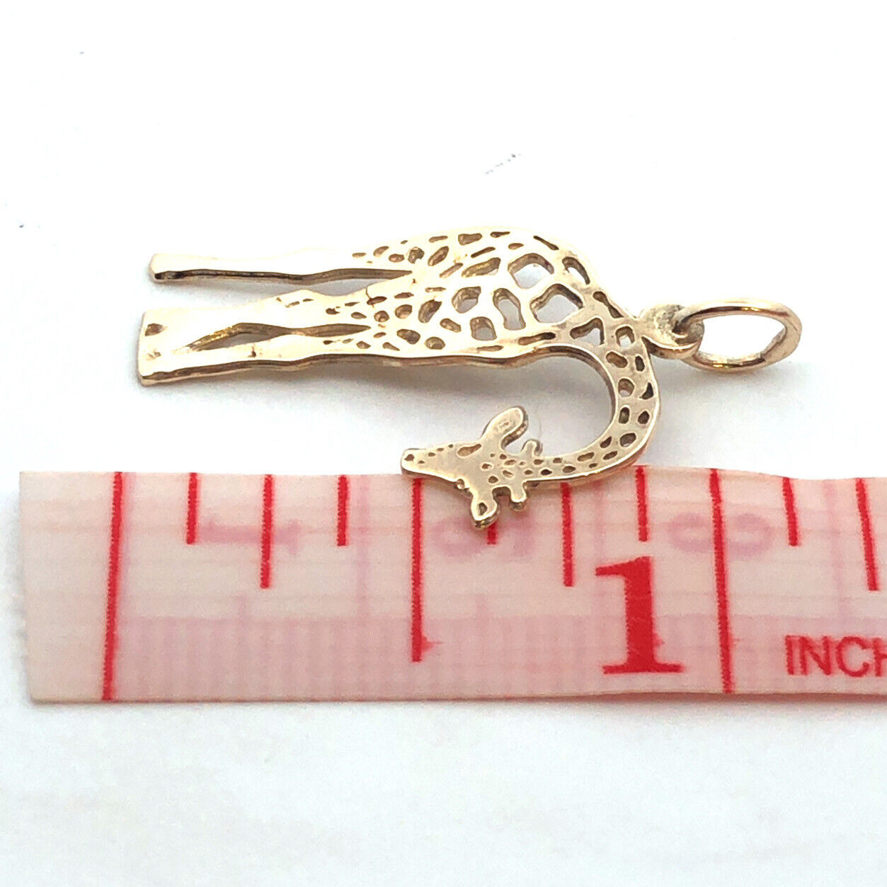 Designer JA 14K Yellow Gold Open Work Giraffe Wild Zoo Animal Charm Pendant