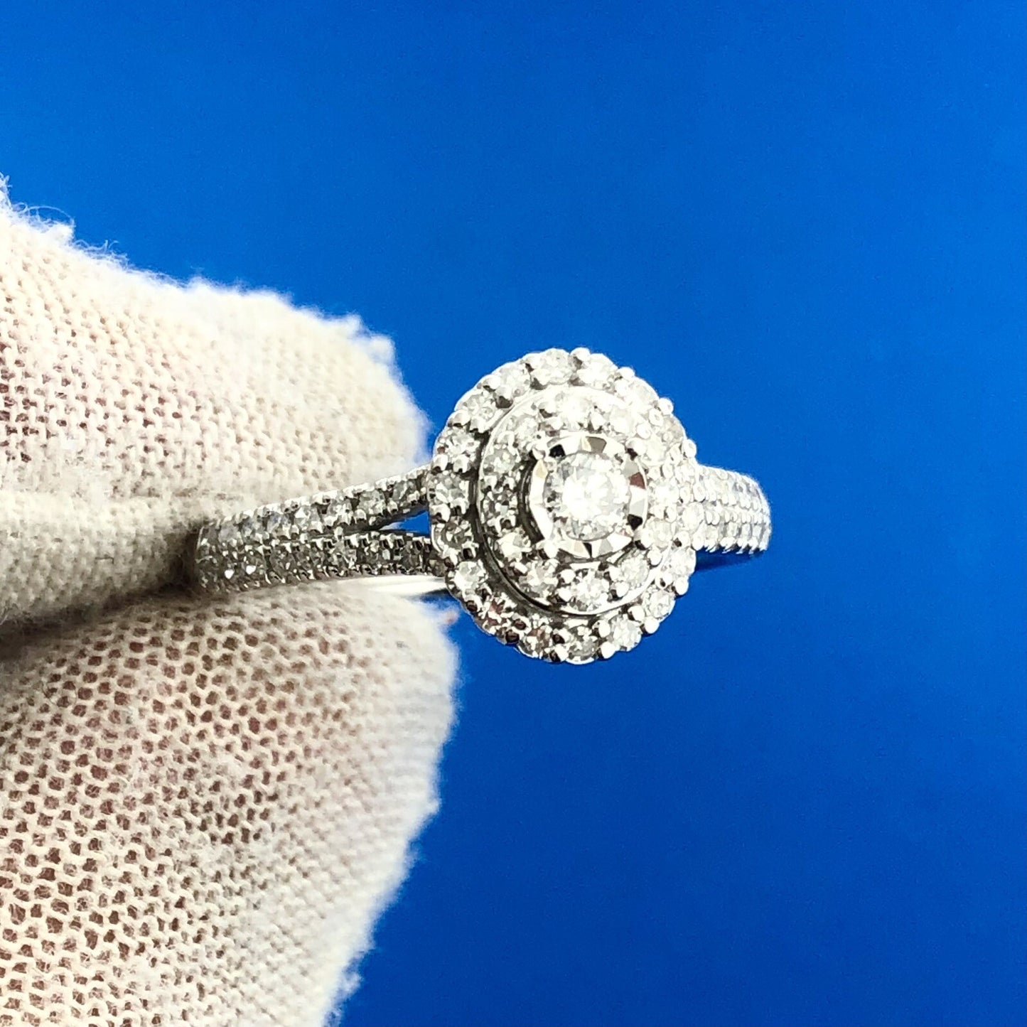 Zales 10K White Gold 1/2ctw Diamond Double Halo Engagement Ring