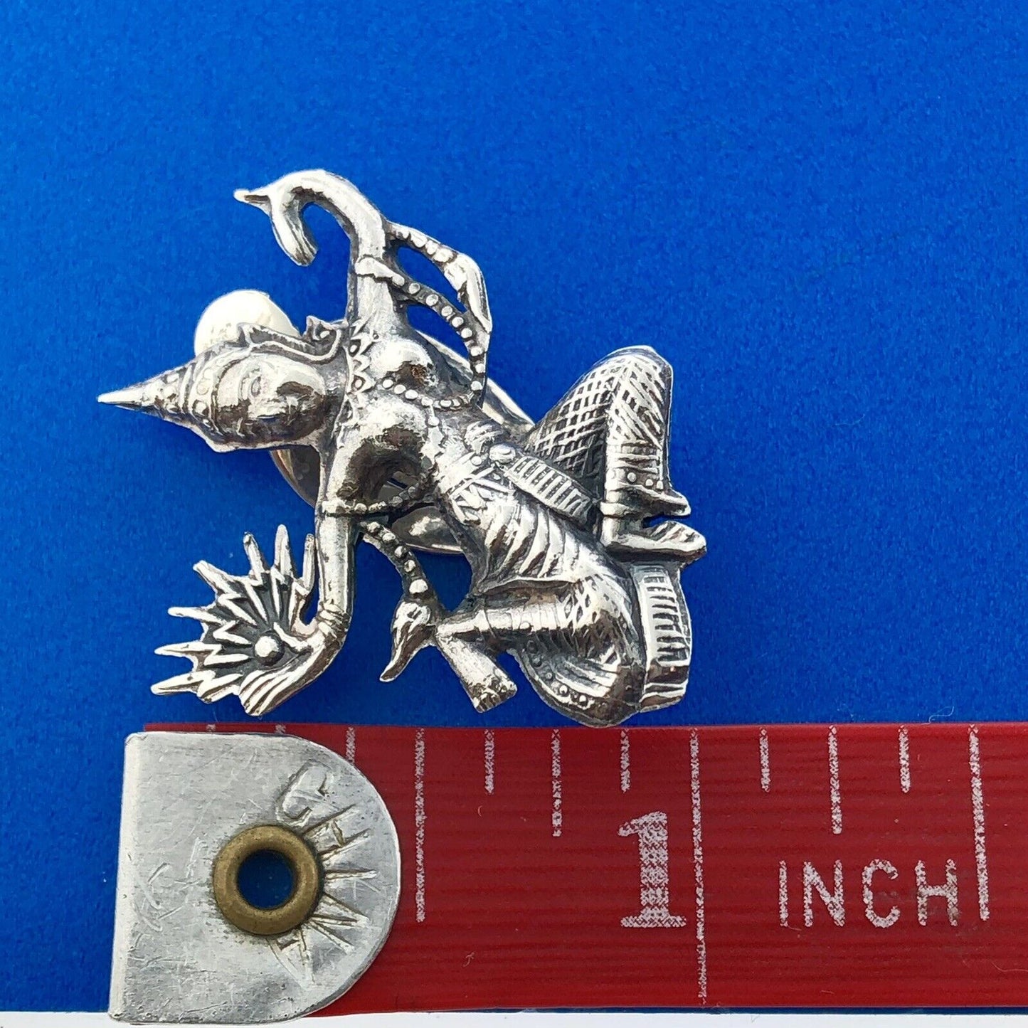 Estate Siam 925 Sterling Silver Dancing Buddha Fan Fertility Clip Earrings