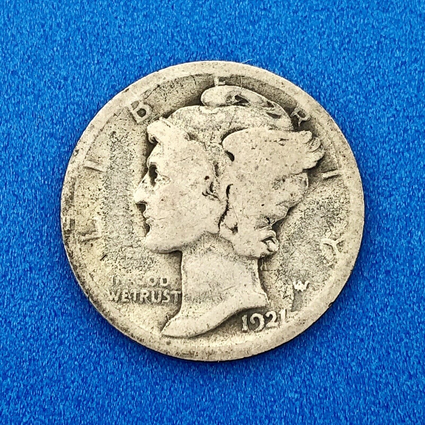 1921 P United States 90% Silver Mercury Dime Key Date Scarce Philadelphia Coin