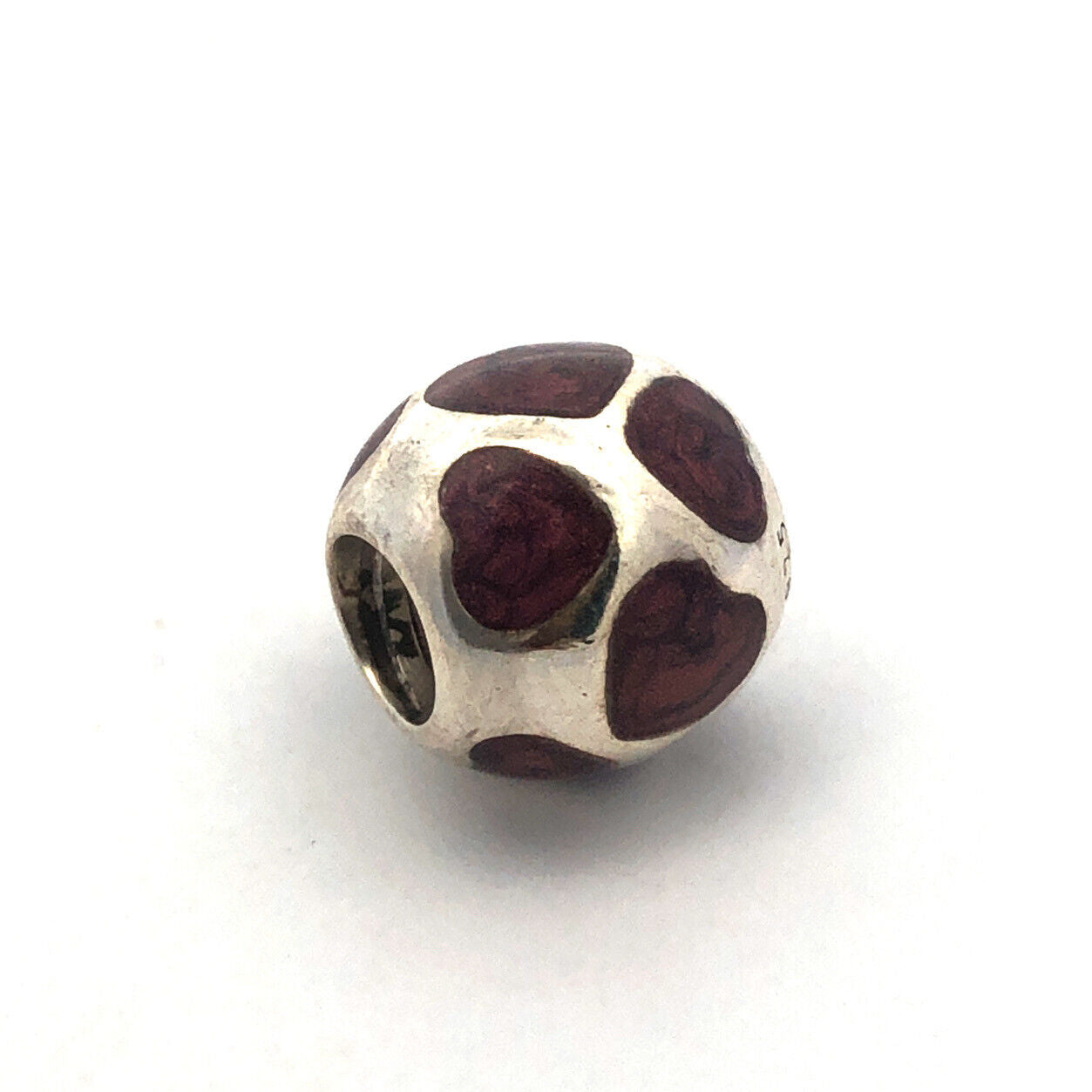Authentic PANDORA 925 Sterling Silver 790543EN21 Purple Enamel Hearts Ball Charm
