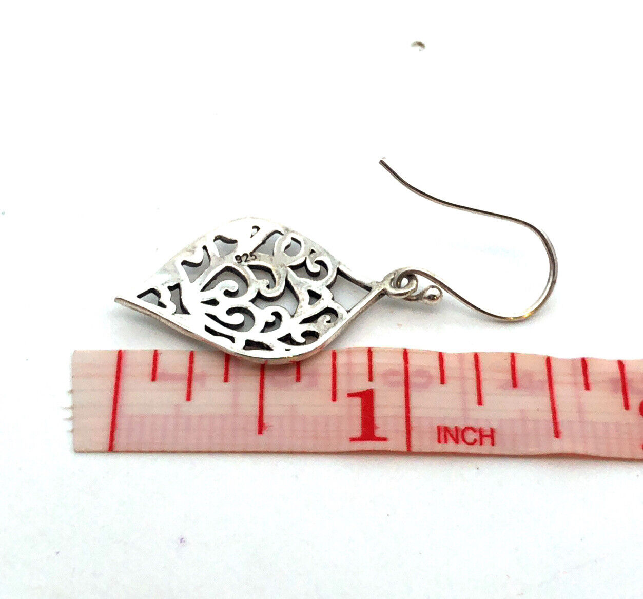 925 Sterling Silver Scroll Modernist Hook Dangle Drop Earrings