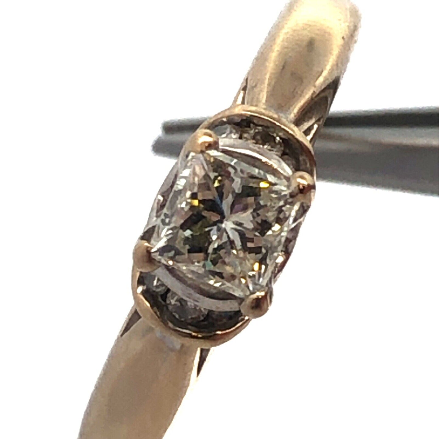 14K White Gold Princess Diamond Center Accented Size 7. 25 Engagement Ring