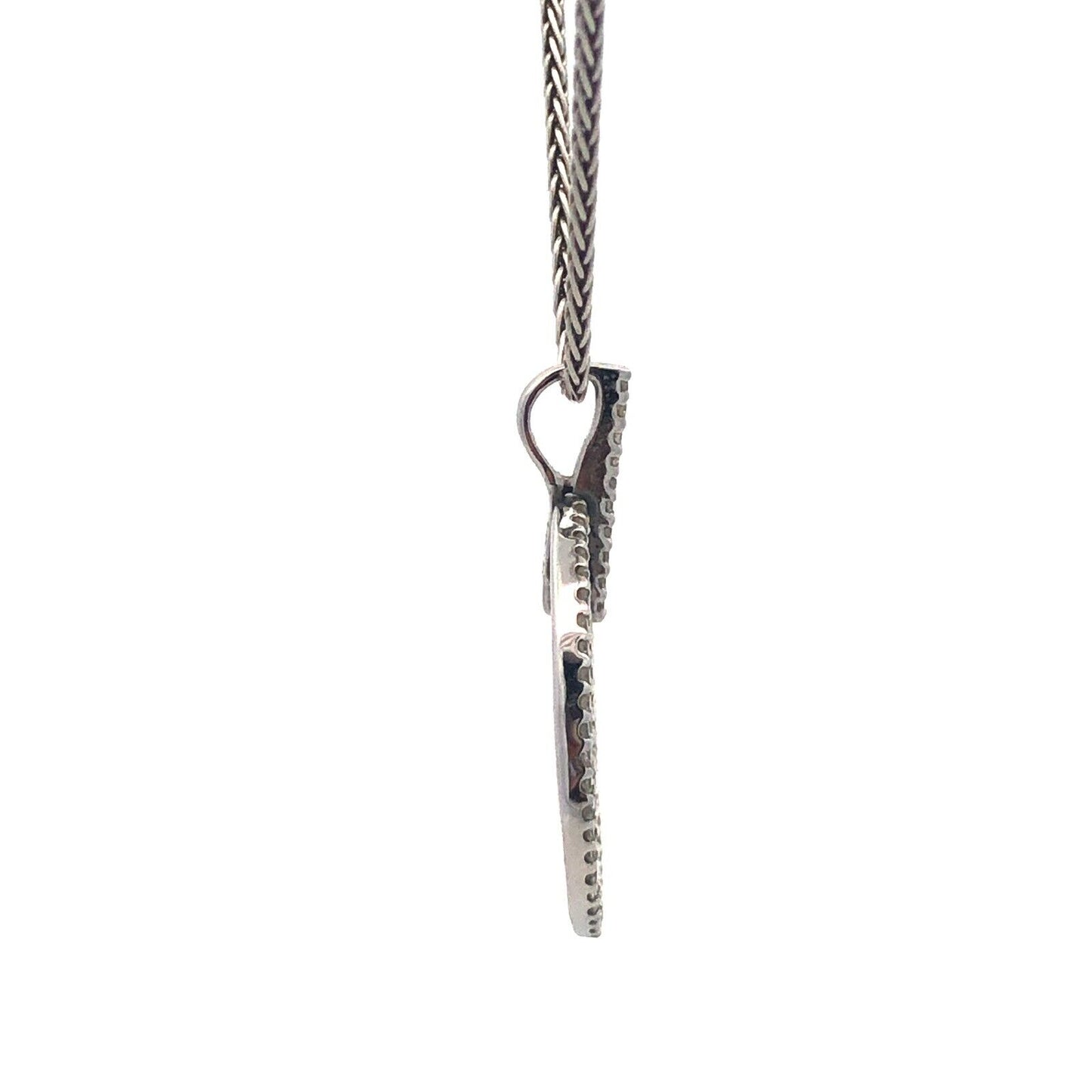 Gorgeous 14k White Gold Diamond Graduated Circle Pendant 16" Chain Necklace