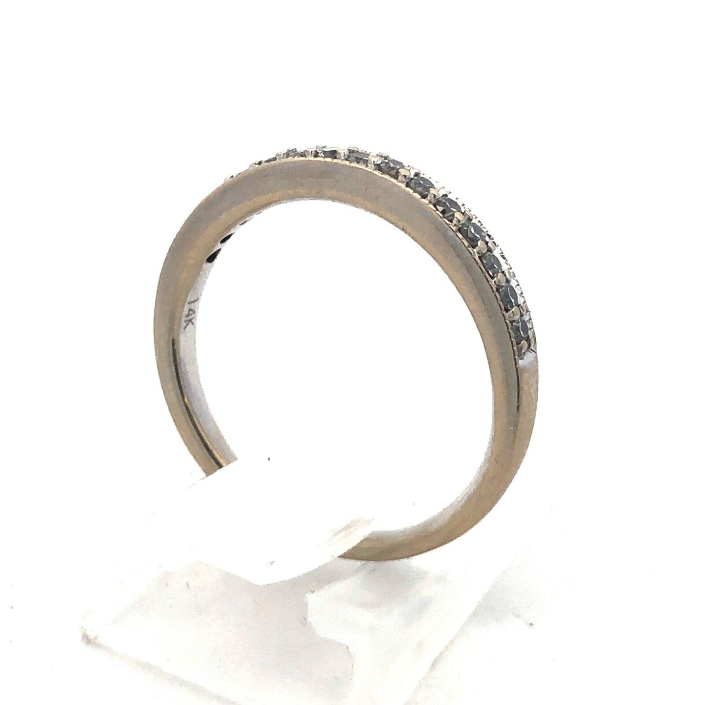 Designer NAJ 14K White Gold Diamond Wedding Anniversary Size 6.5 Band Ring