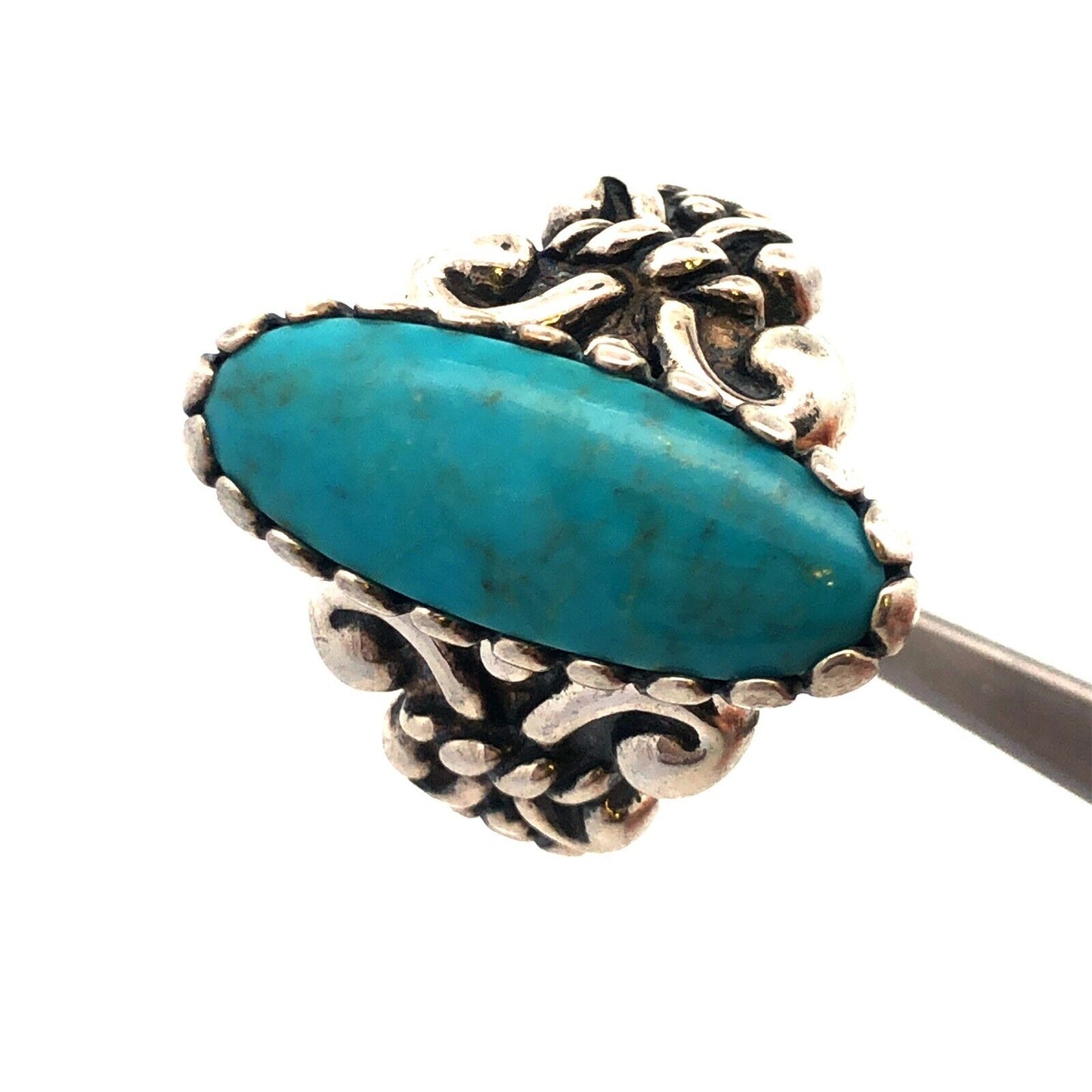 Native American Carolyn Pollack Anglo 925 Sterling Silver Oval Turquoise Ring