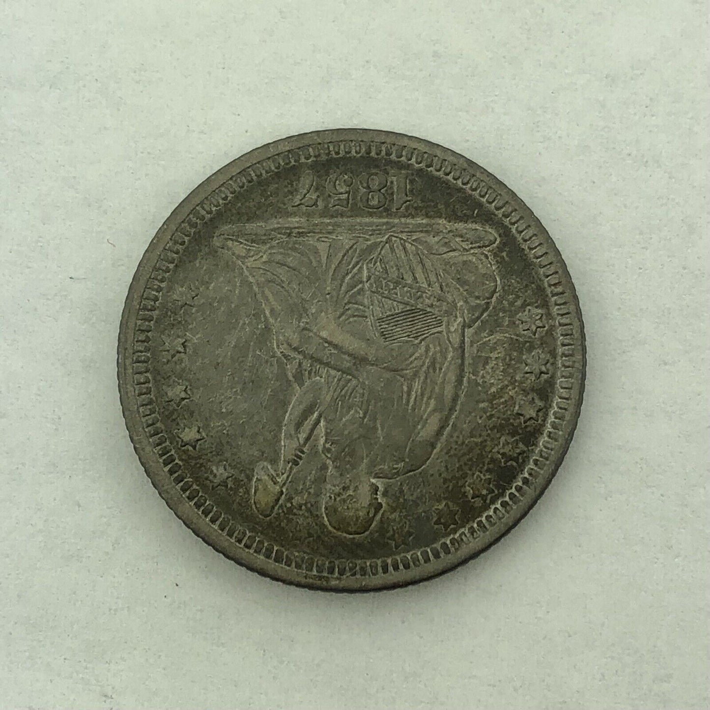1857 P Silver Seated Quarter Dollar No Motto Philadelphia Mint Coin Extra Fine