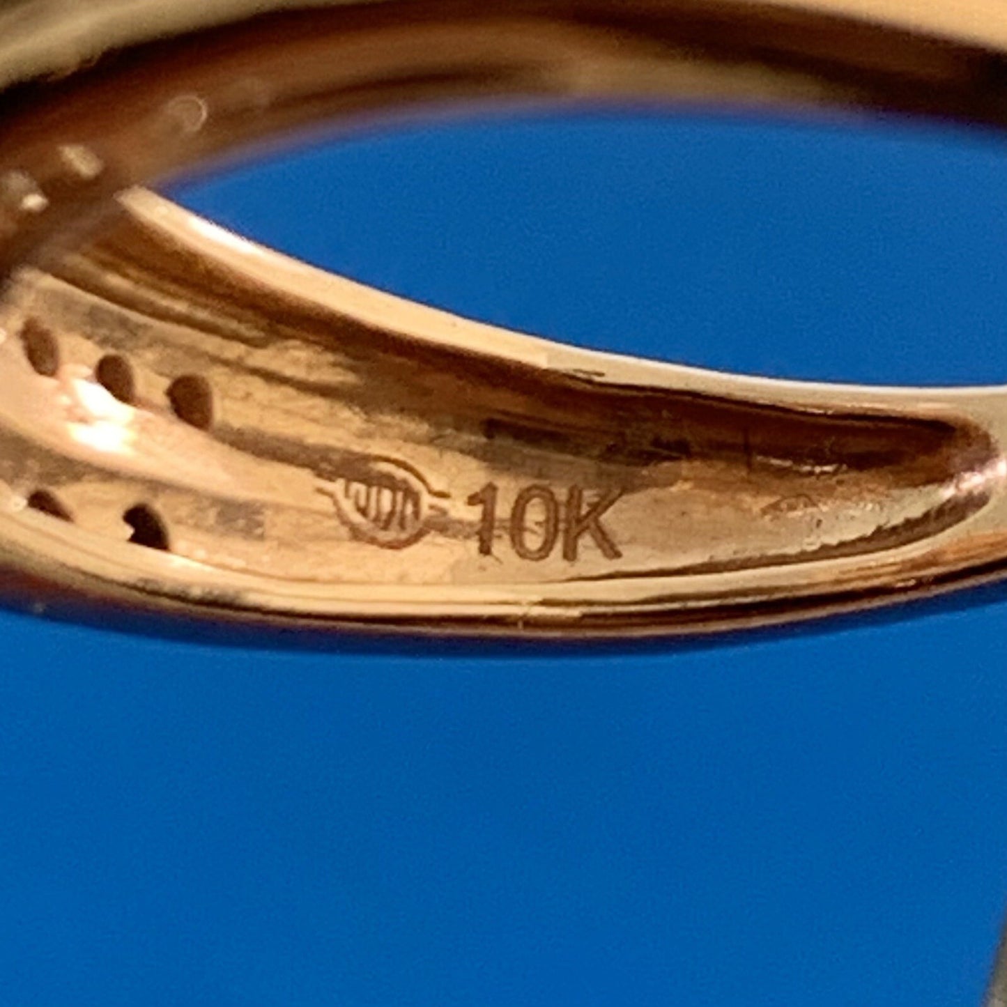 Designer 10K Rose Gold White & Mocha Round Diamond Bypass Cocktail Band Ring