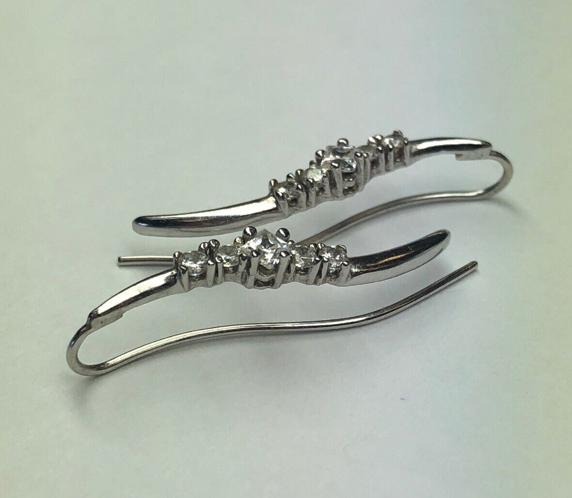 Designer Elegant 14K White Gold Cubic Zirconia Infinity Drop Dangle Earrings