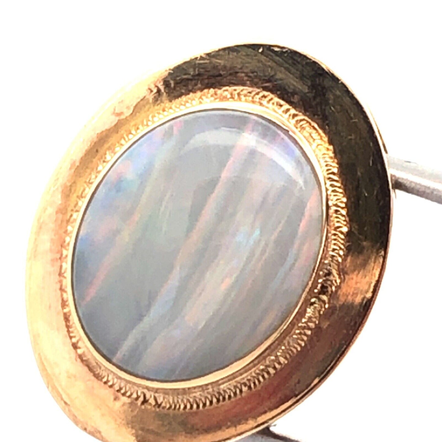 Vintage 10K Yellow Gold Oval Opal Slide Bracelet Charm