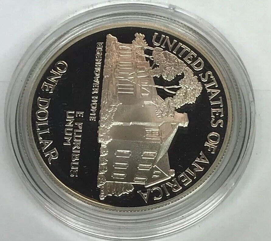 1990 P United States Eisenhower Centennial Commemorative Proof Silver $ OMP/COA
