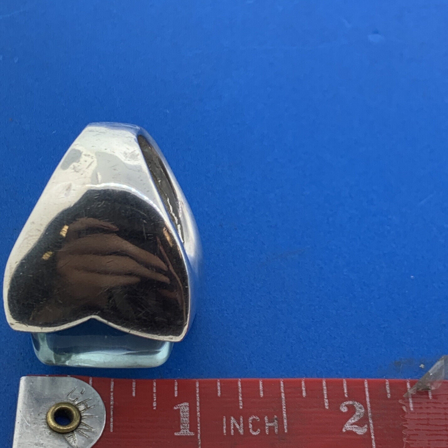 Designer Italy 925 Sterling Silver Bottle Art Glass Wide Statement Dome Ring