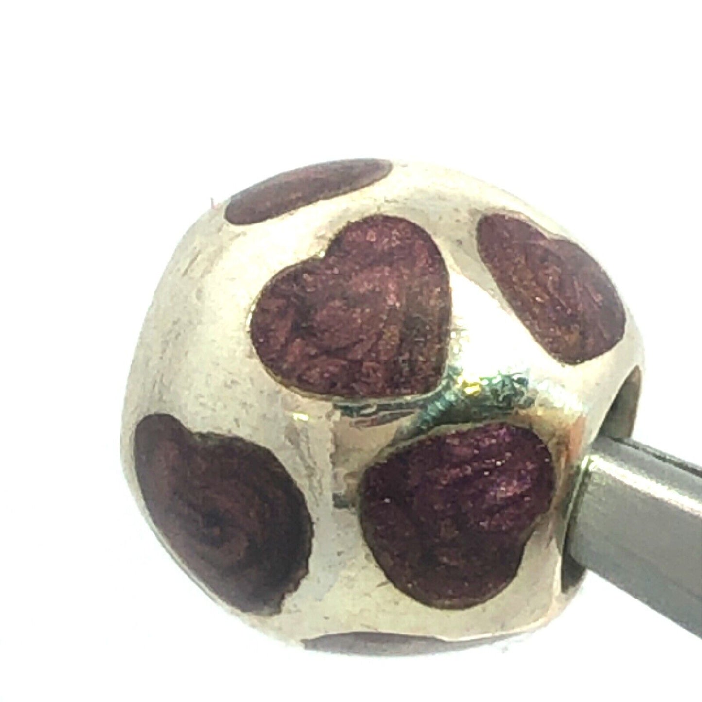 Authentic PANDORA 925 Sterling Silver 790543EN21 Purple Enamel Hearts Ball Charm