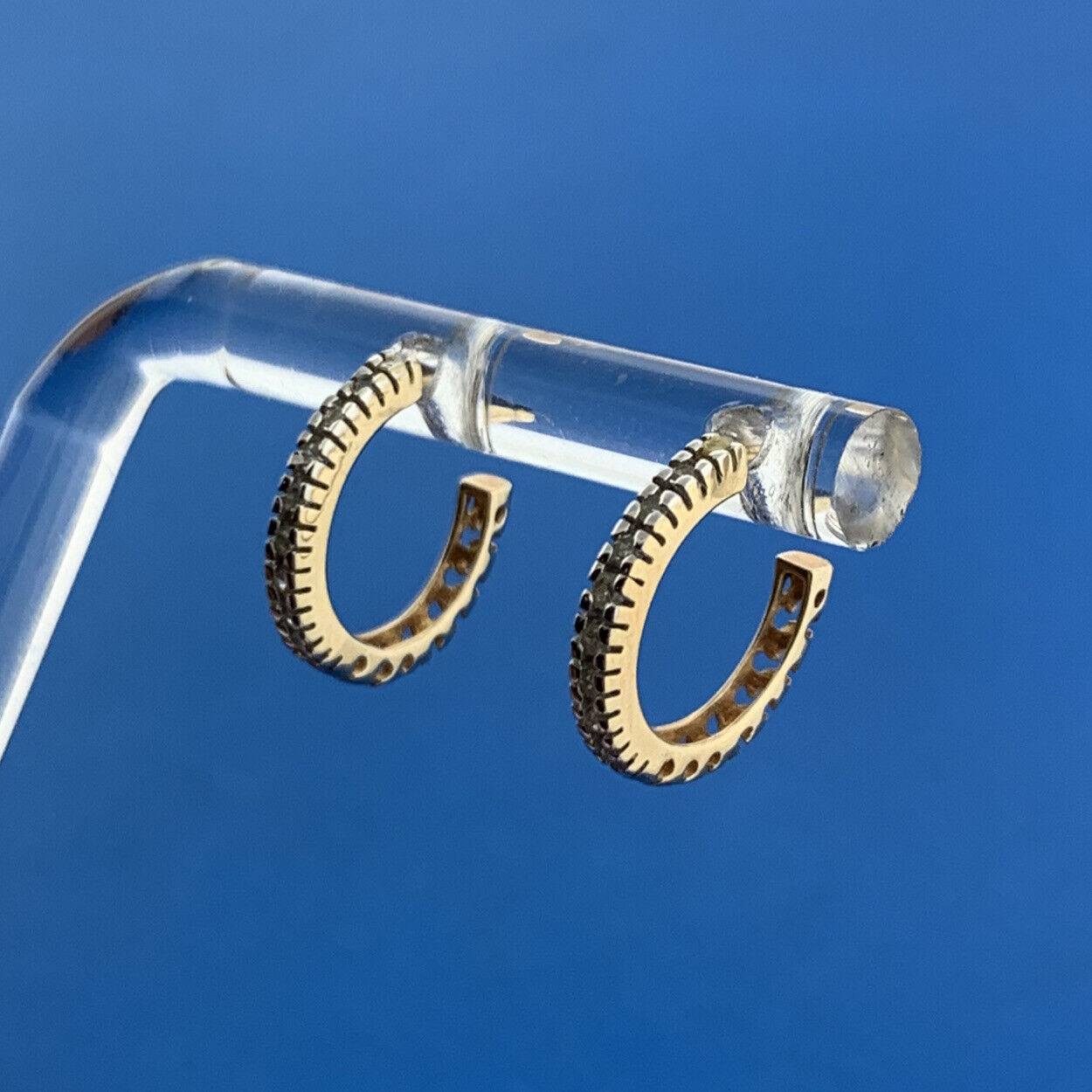 Designer 14K Yellow Gold Diamond April Anniversary Birthday Huggy Hoop Earrings