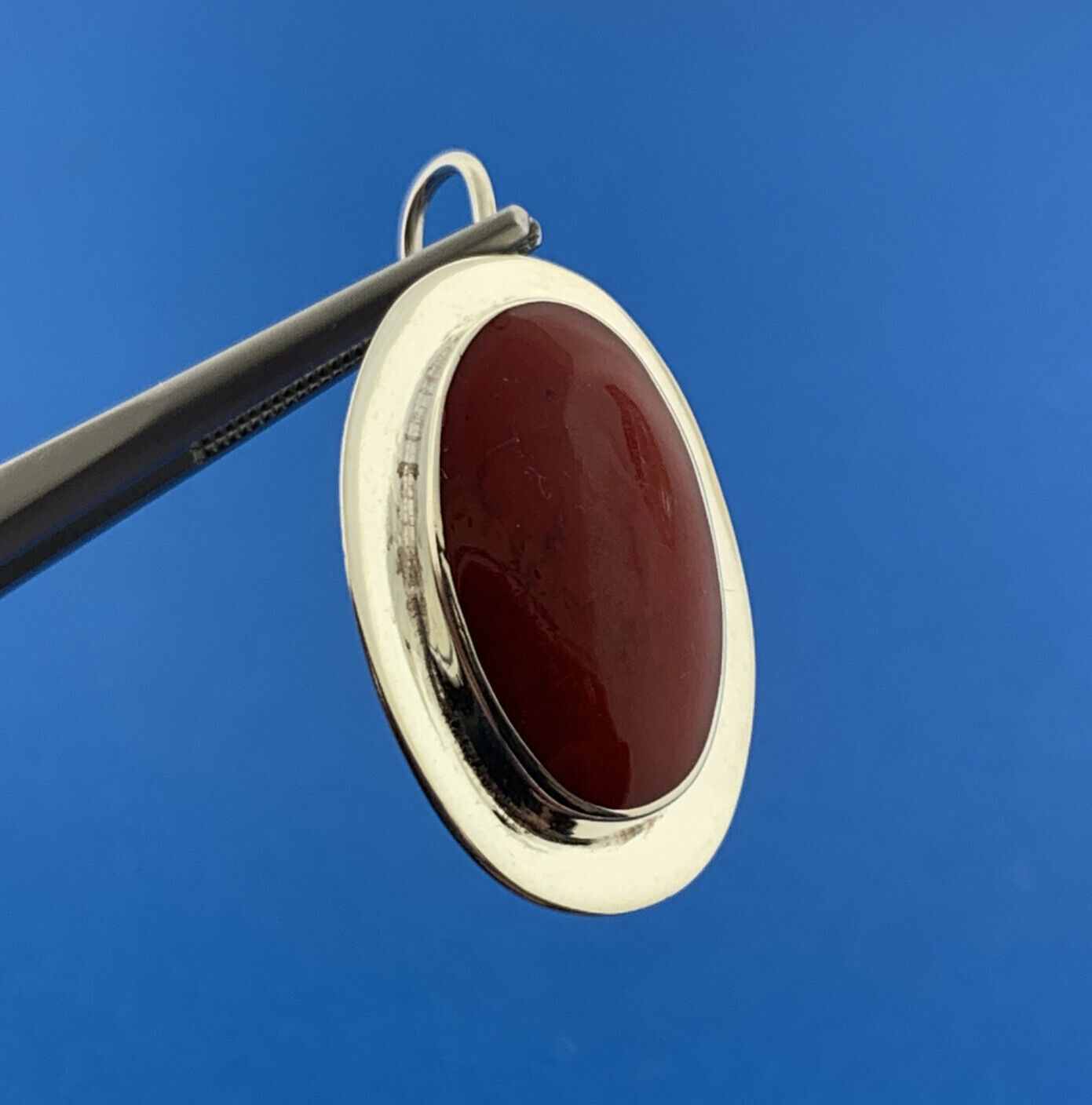 Mexican Designer ATI Sterling Silver 925 Oval Cabochon Carnelian Hook Earrings