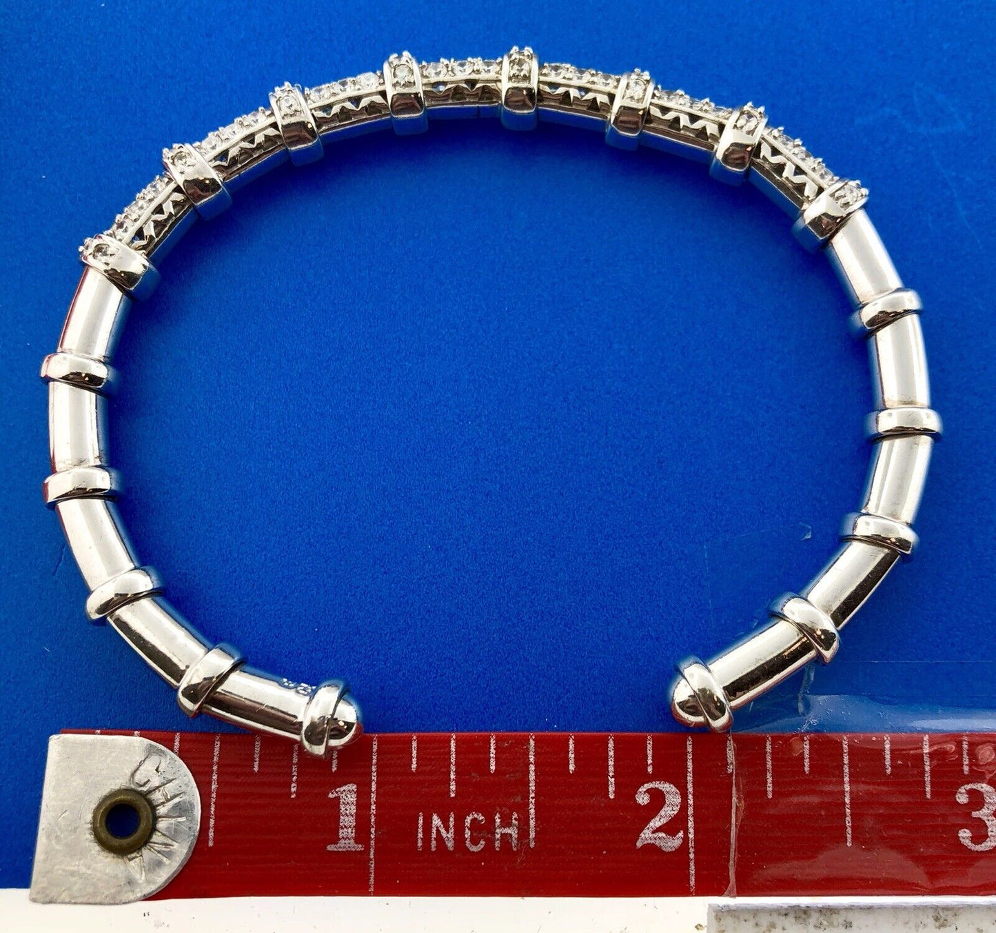 Joe Esposito ESPO Sterling Silver 925 Cubic Zirconia CZ Flexible Cuff Bracelet