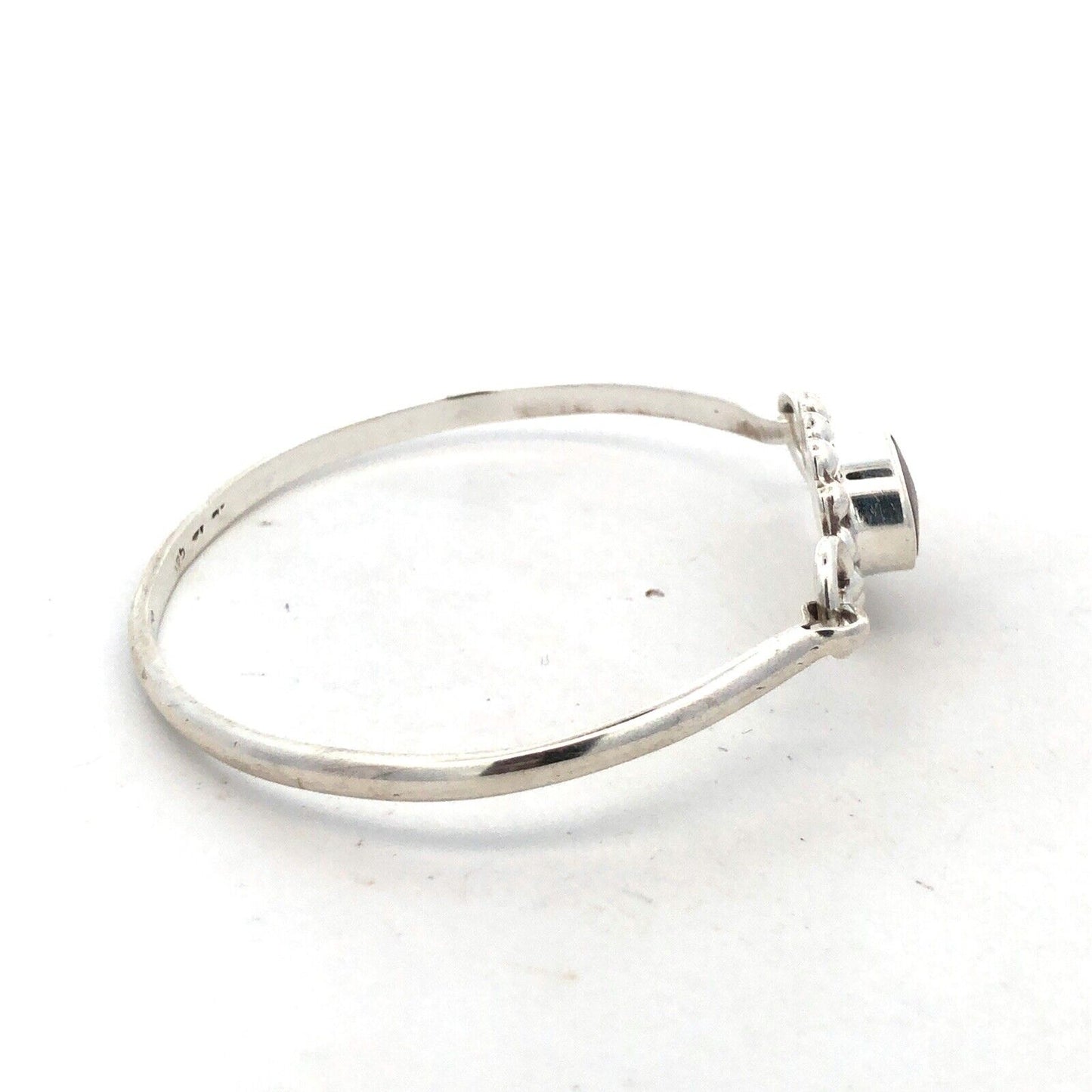 TAXCO Mexico 925 Sterling Silver Brecciated Jasper Cabochon Hook Bangle Bracelet