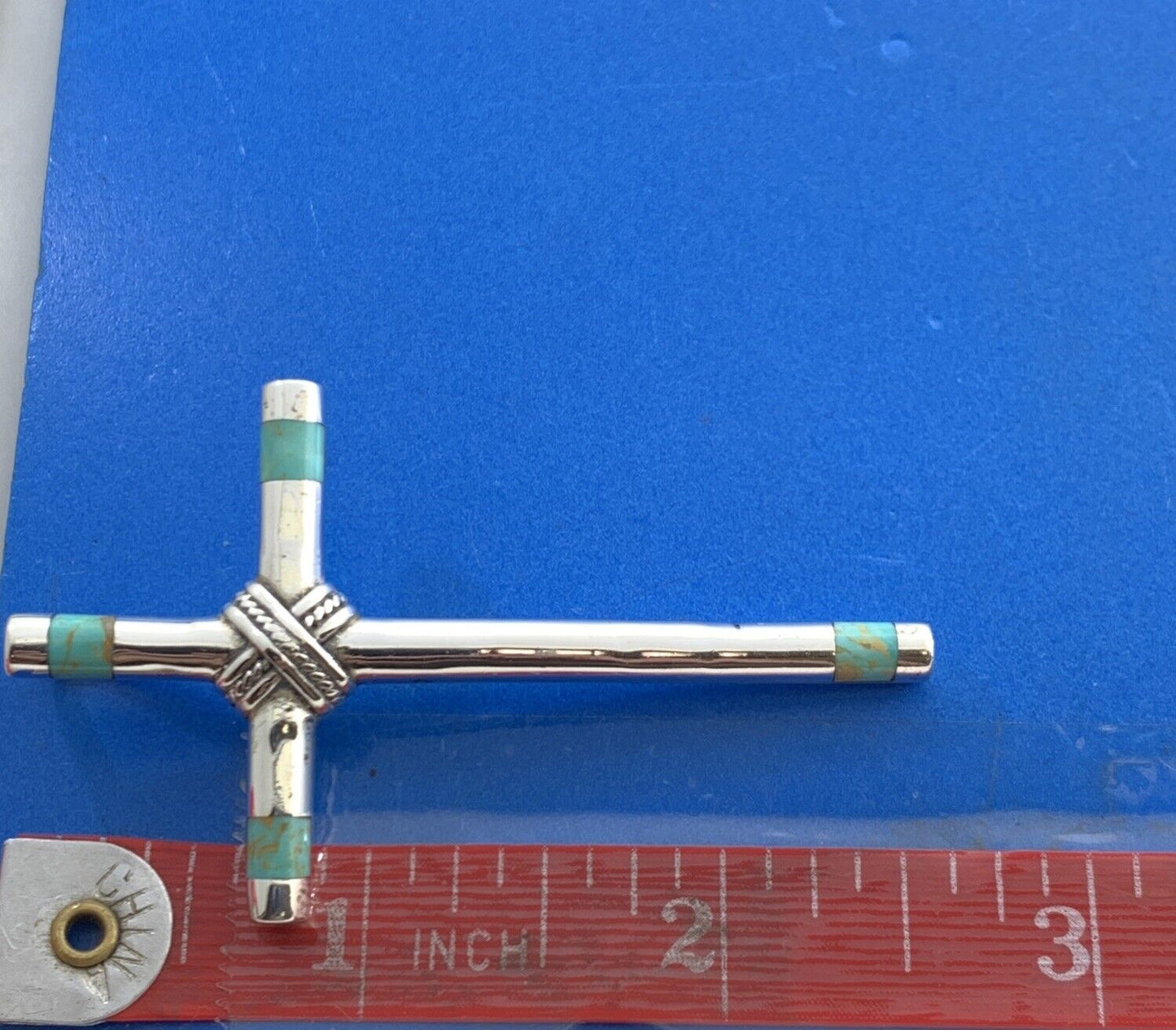 Silver Cloud Co 925 Sterling Silver Turquoise Inlay Statement Cross Pendant