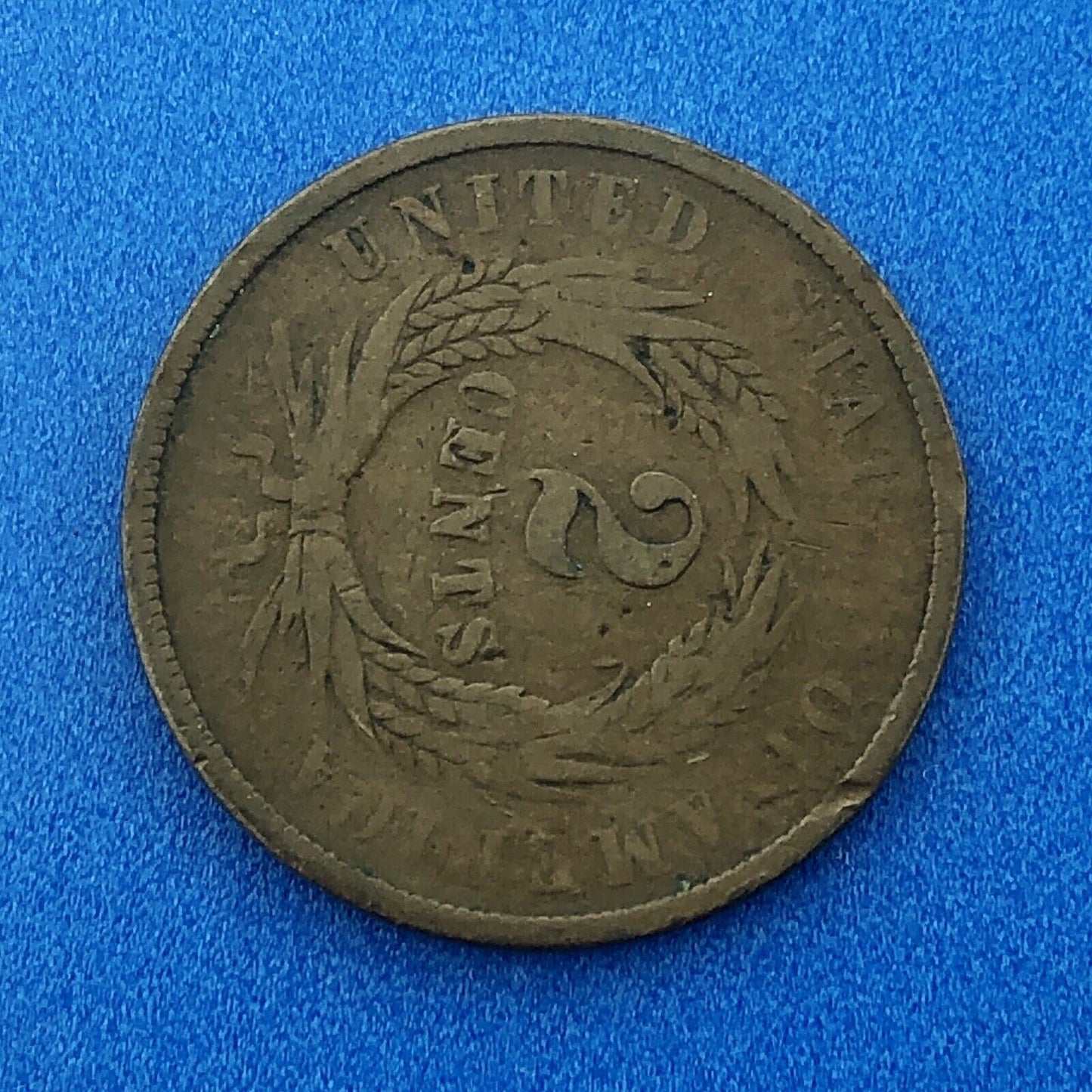 1864 P Bronze Two-Cent Piece Union Shield Large Motto Philadelphia Mint Coin