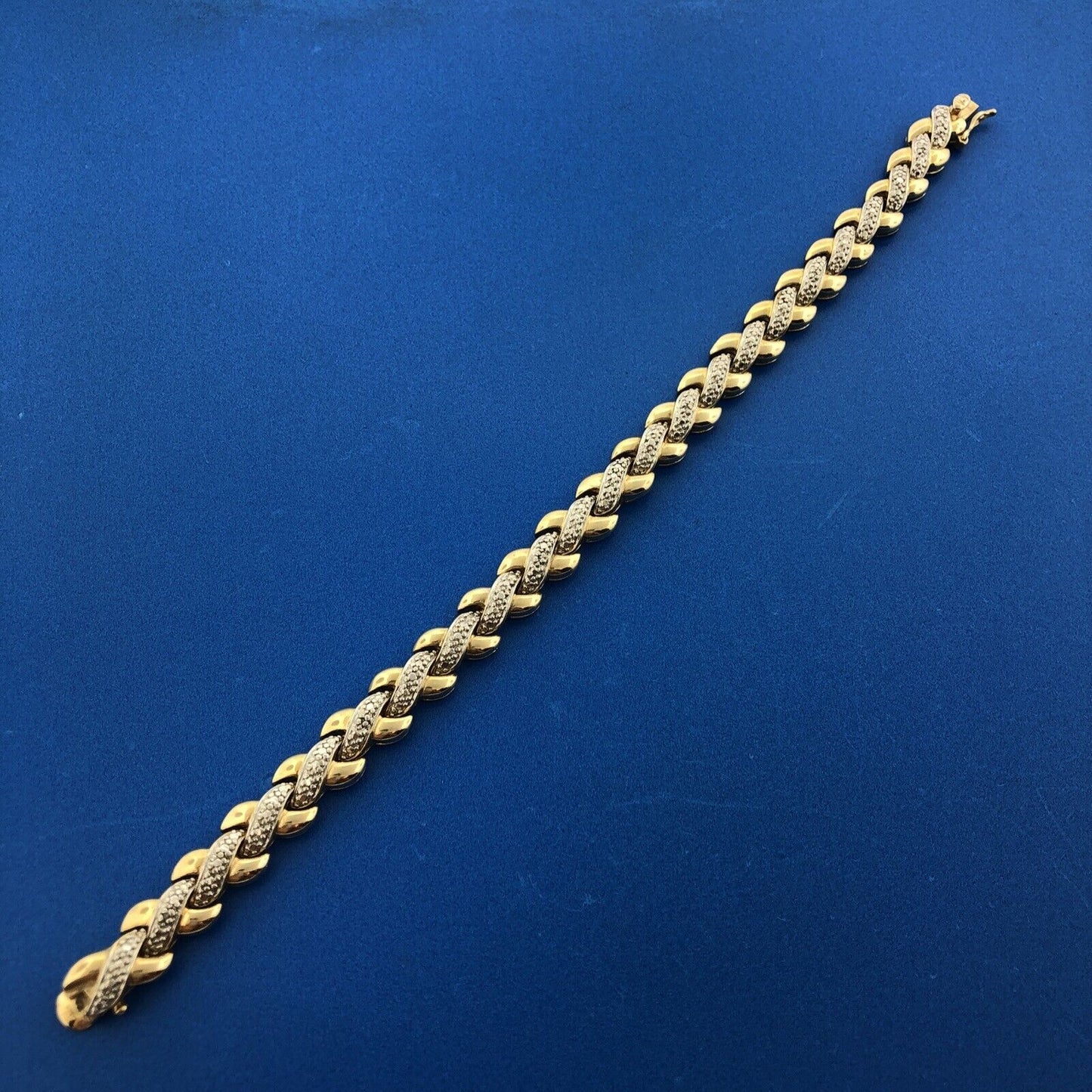 Designer 925 Sterling Silver Vermeil Two Tone Illusion X Tennis Bracelet