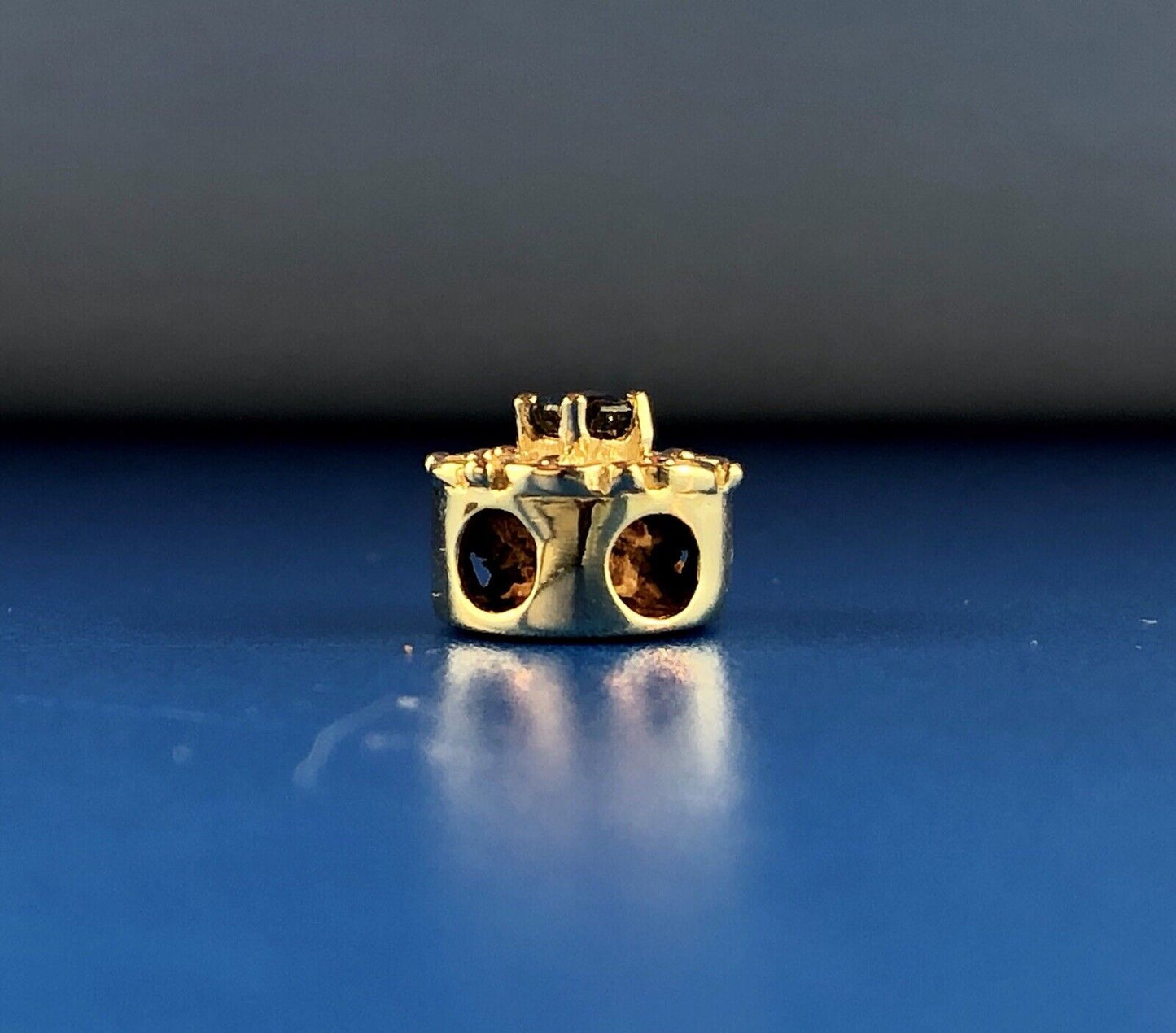 Designer DDH 10K Yellow Gold Sapphire Flower September Slide Bracelet Charm