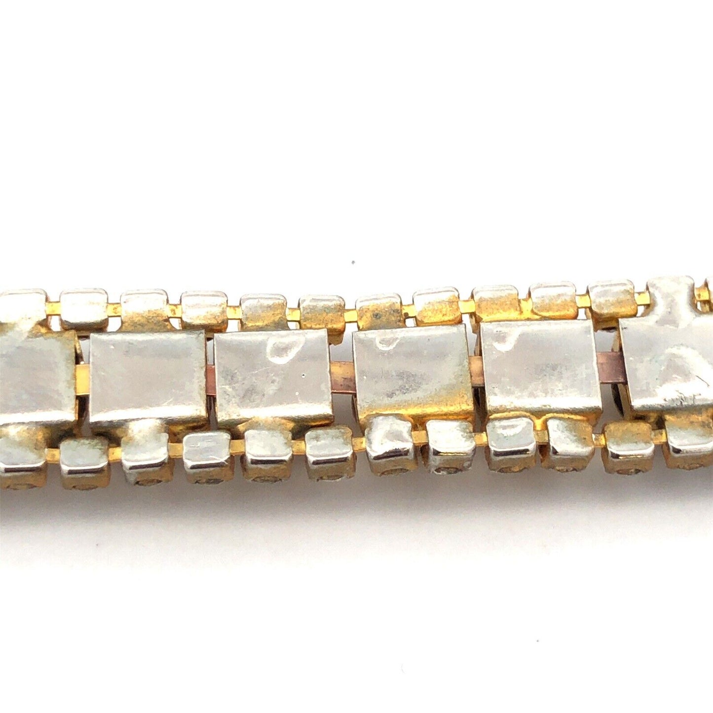 Vintage Gold Tone Champagne White Rhinestone Statement Tennis Bracelet