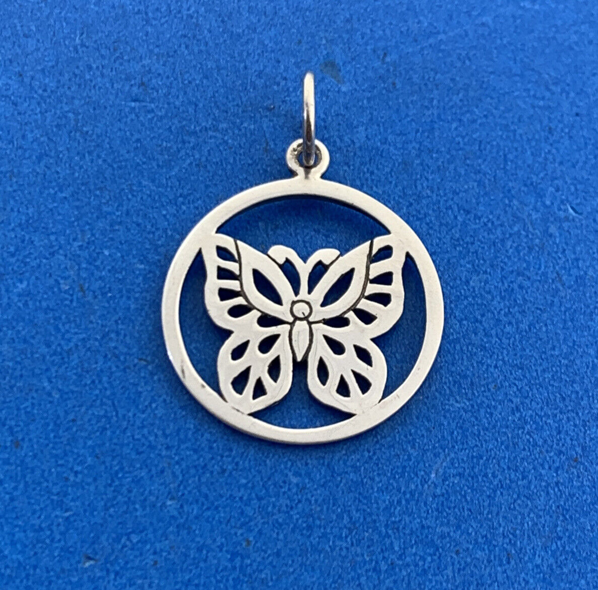 Designer PST Sterling Silver Open Cutout Butterfly Disc Petite Bracelet Charm