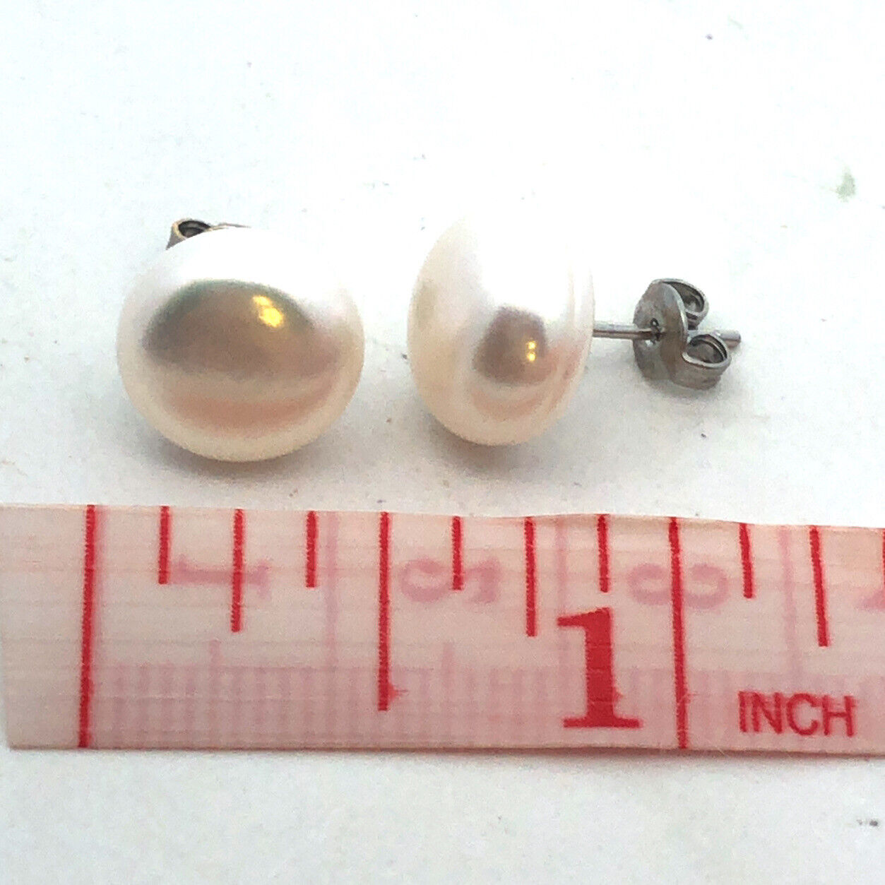 925 Sterling Silver Round White Pearl Stud Earrings