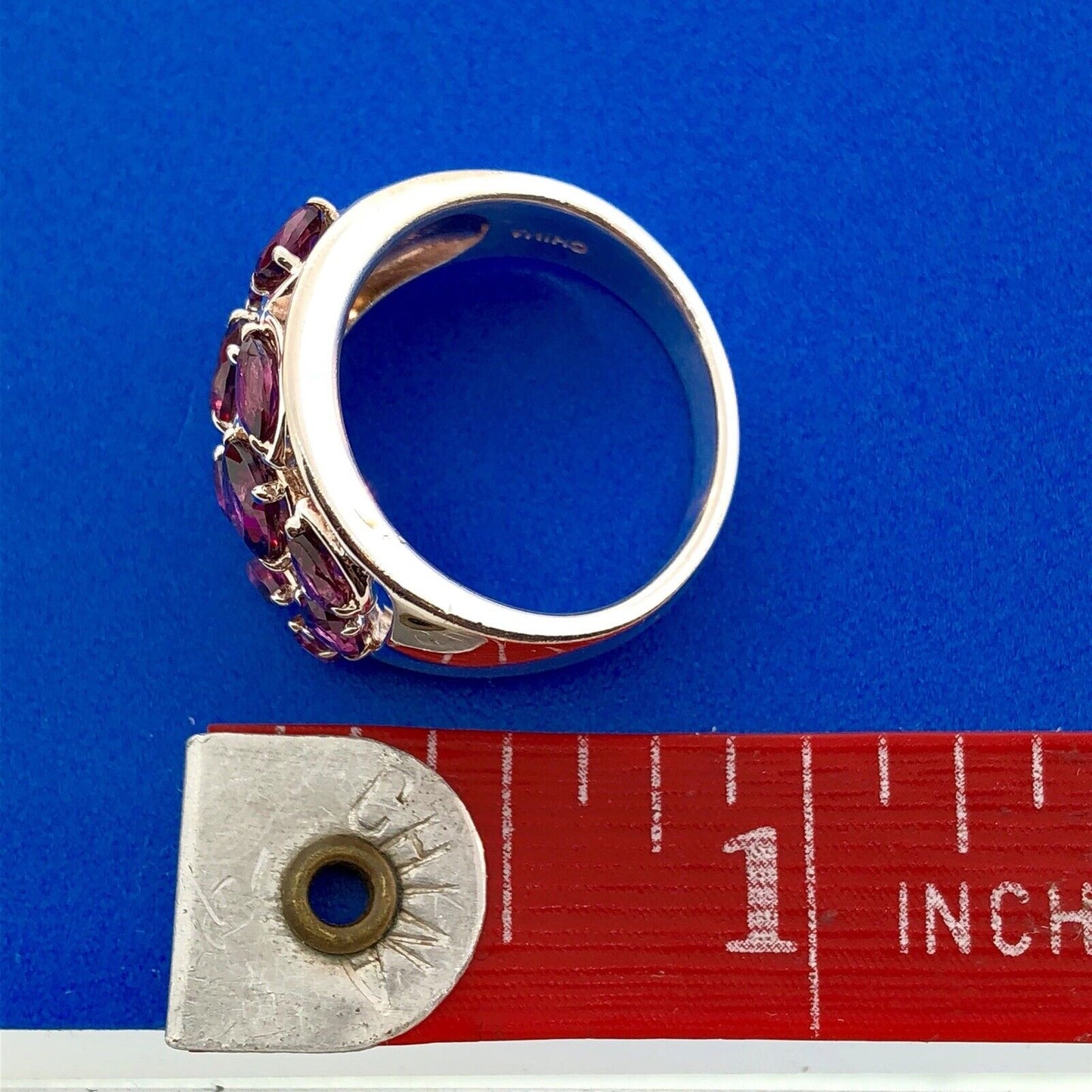 Designer LJ Sterling Silver Pink Tourmaline Cluster Statement Cigar Band Ring