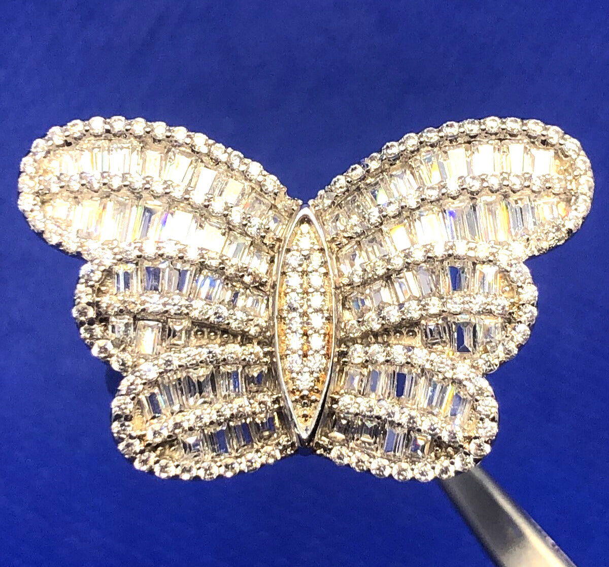 Designer FZN 925 Sterling Silver Cubic Zirconia Butterfly Size 12 Statement Ring