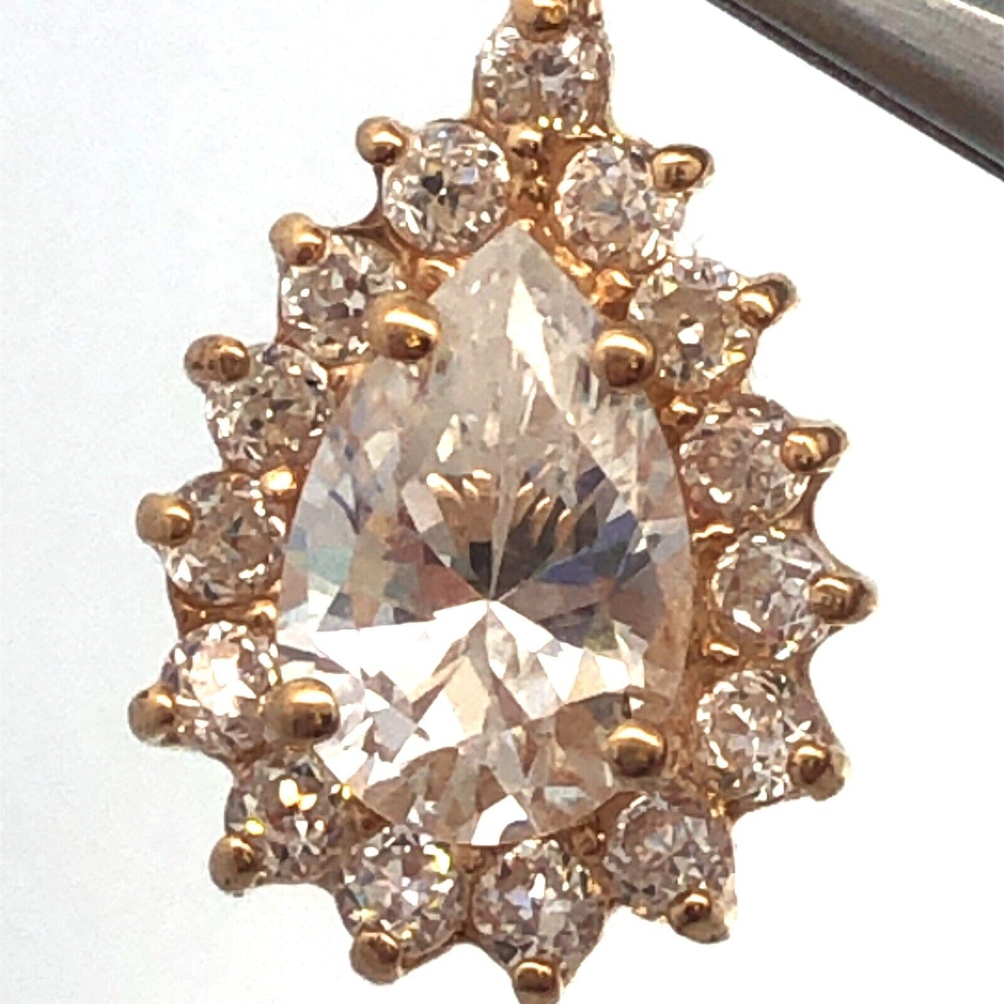 Gorgeous 14k Yellow Gold Pear Cut Sparkling White CZ Cubic Zirconia Pendant