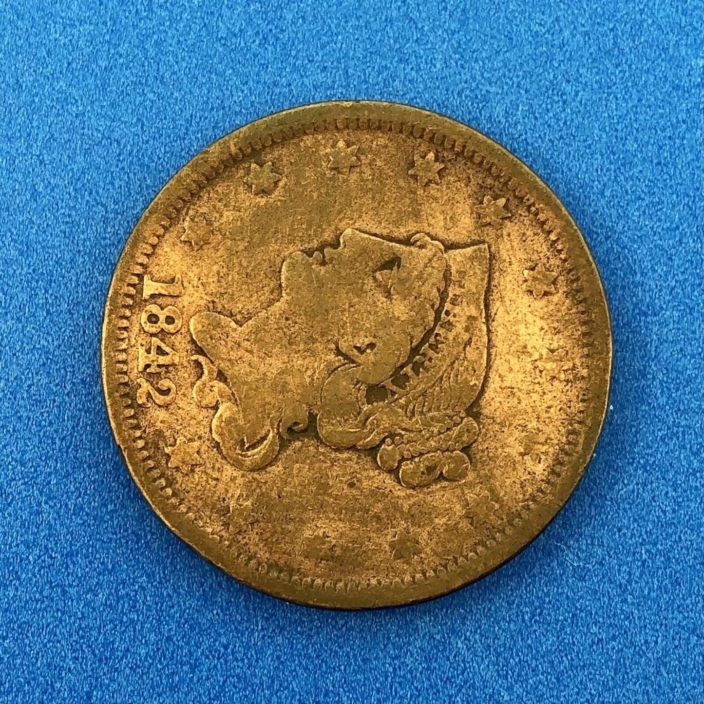 1842 P Liberty Head Braided Hair Large Copper Cent Better Philadelphia Mint Coin