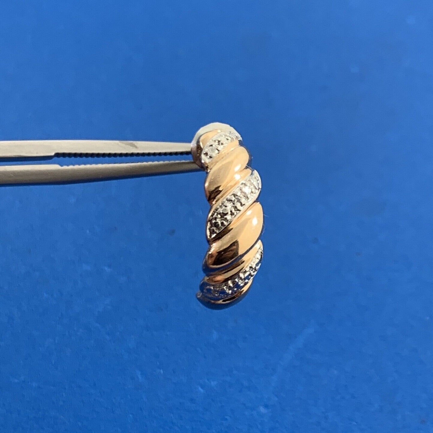 Vermeil 925 Sterling Silver Two-Toned Twist Shrimp Style Butterfly Back Earrings