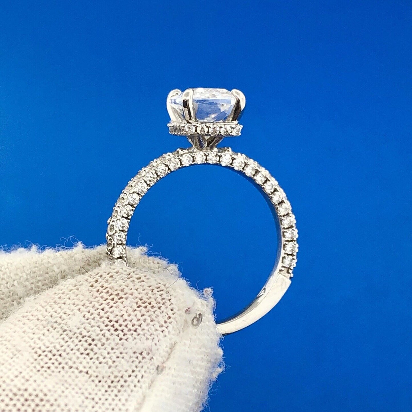 Radiant 925 Sterling Silver Cubic Zirconia CZ Solitaire W/Accent Engagement Ring