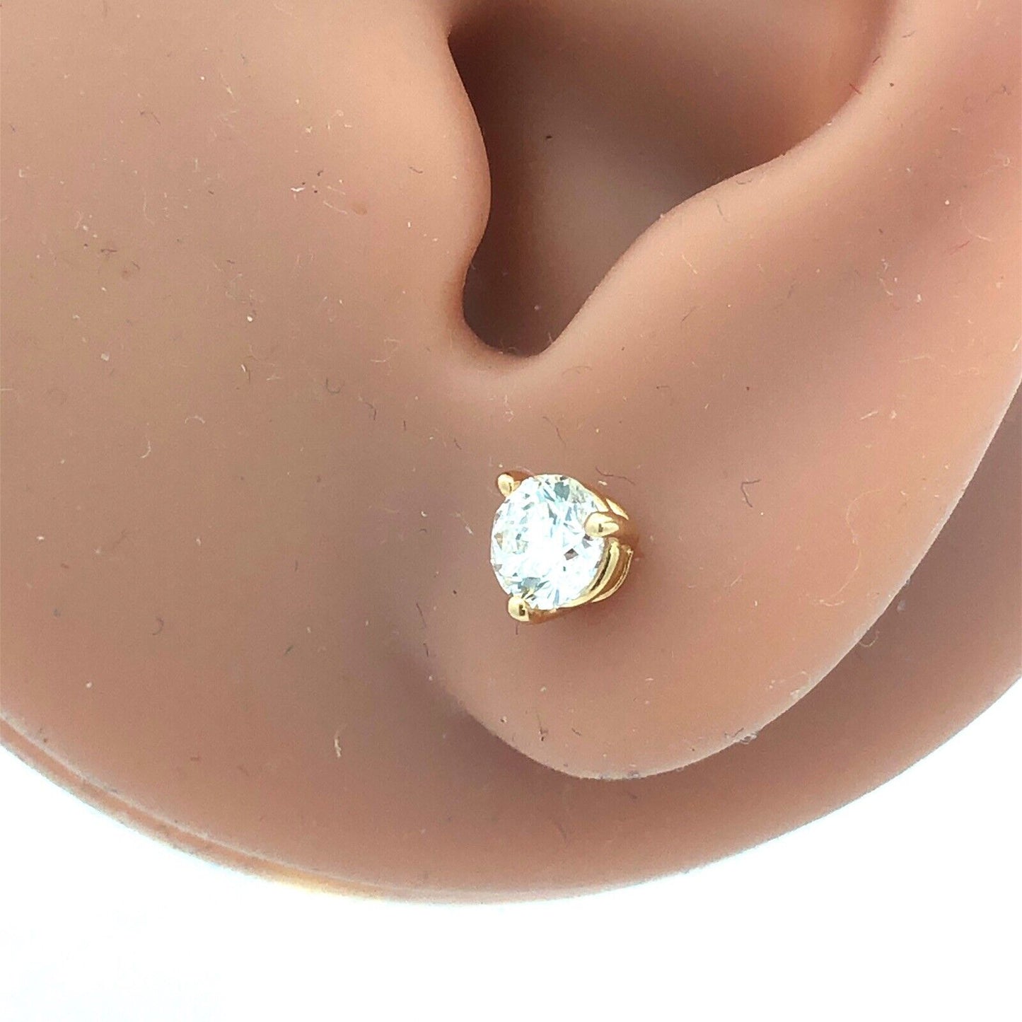 Designer 14K Yellow Gold Round Diamond Stud Earrings