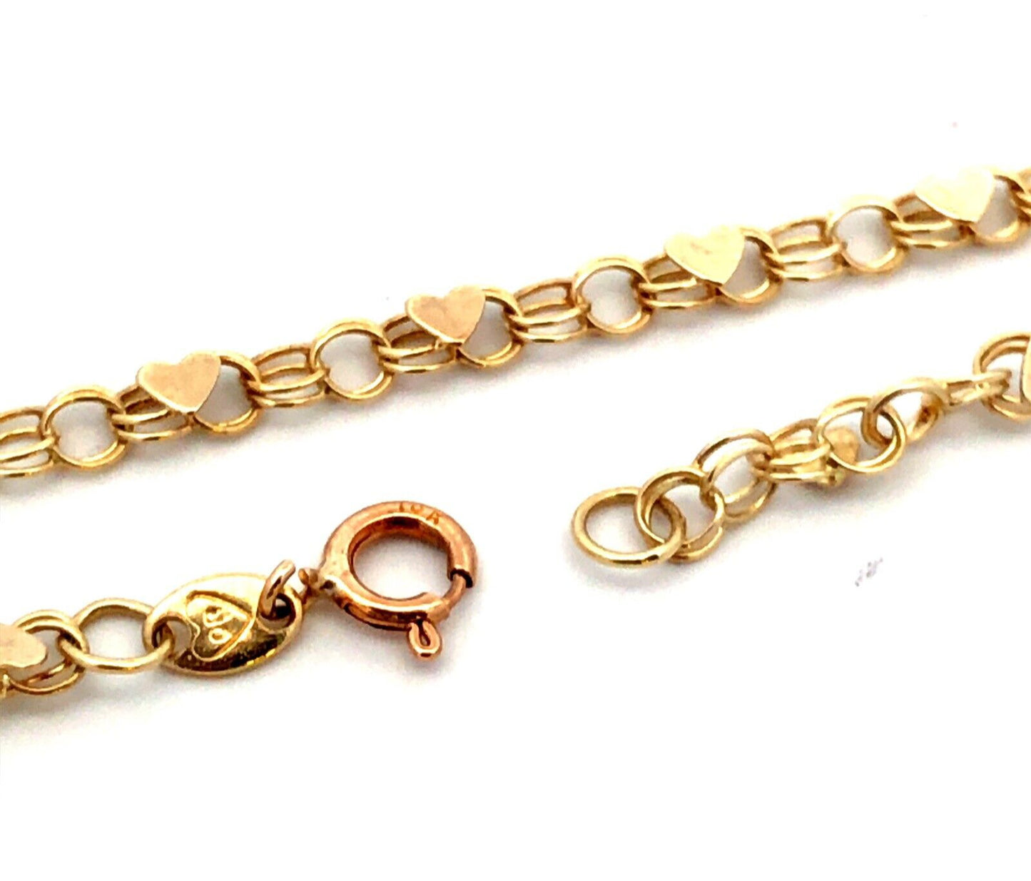 Designer OR 10K Yellow Gold Heart Chain Link Bracelet