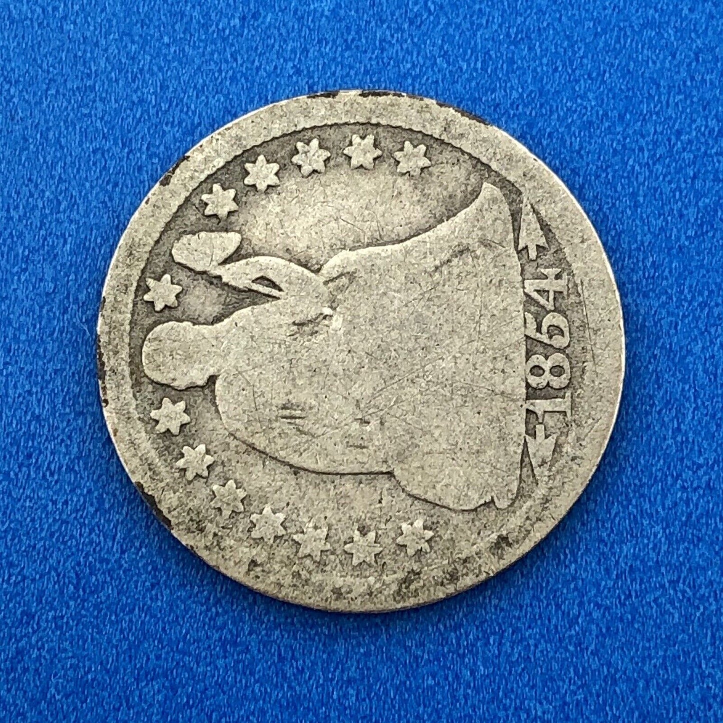 1854 P Seated Liberty Silver Dime 10c Better Key Philadelphia Mint Coin