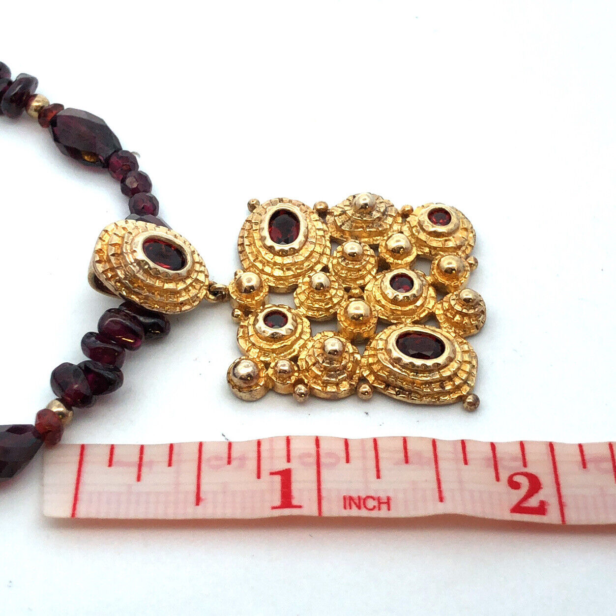 Vintage 925 Sterling Silver Gold Vermeil Amethyst Beaded Garnet Necklace